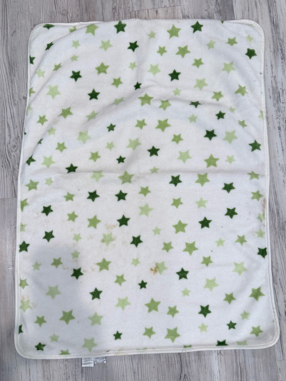 Carter's White Plush Baby Blanket with Green Star Print